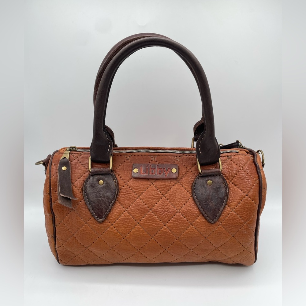 Vintage Libby Handmade Leather Handbag, Crossbody Strap, 12”X8”